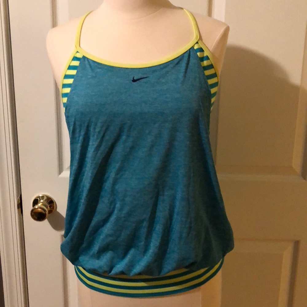 Nike green and yellow swim top